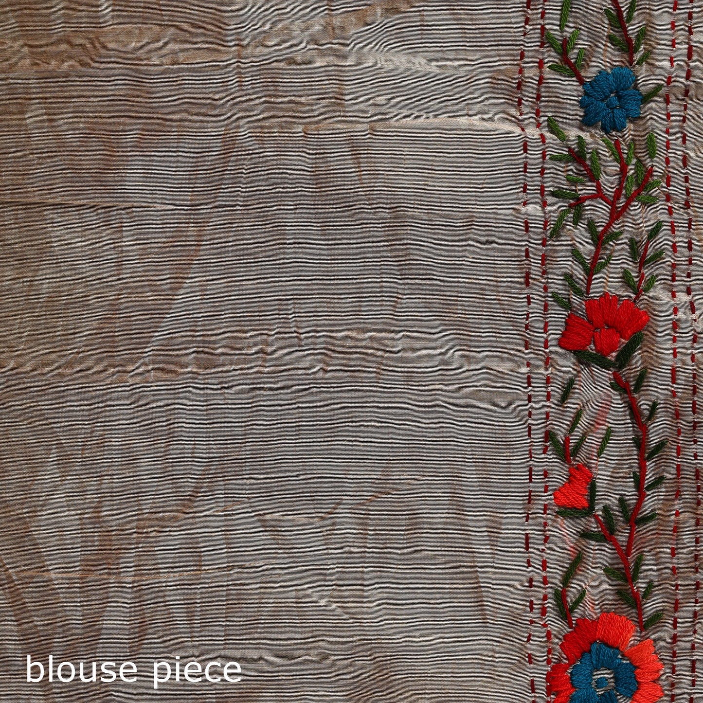 Hand embroidered chanderi silk chapa work phulkari saree 35