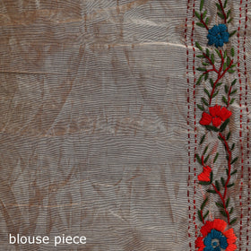 Hand embroidered chanderi silk chapa work phulkari saree 35