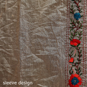 Hand embroidered chanderi silk chapa work phulkari saree 35