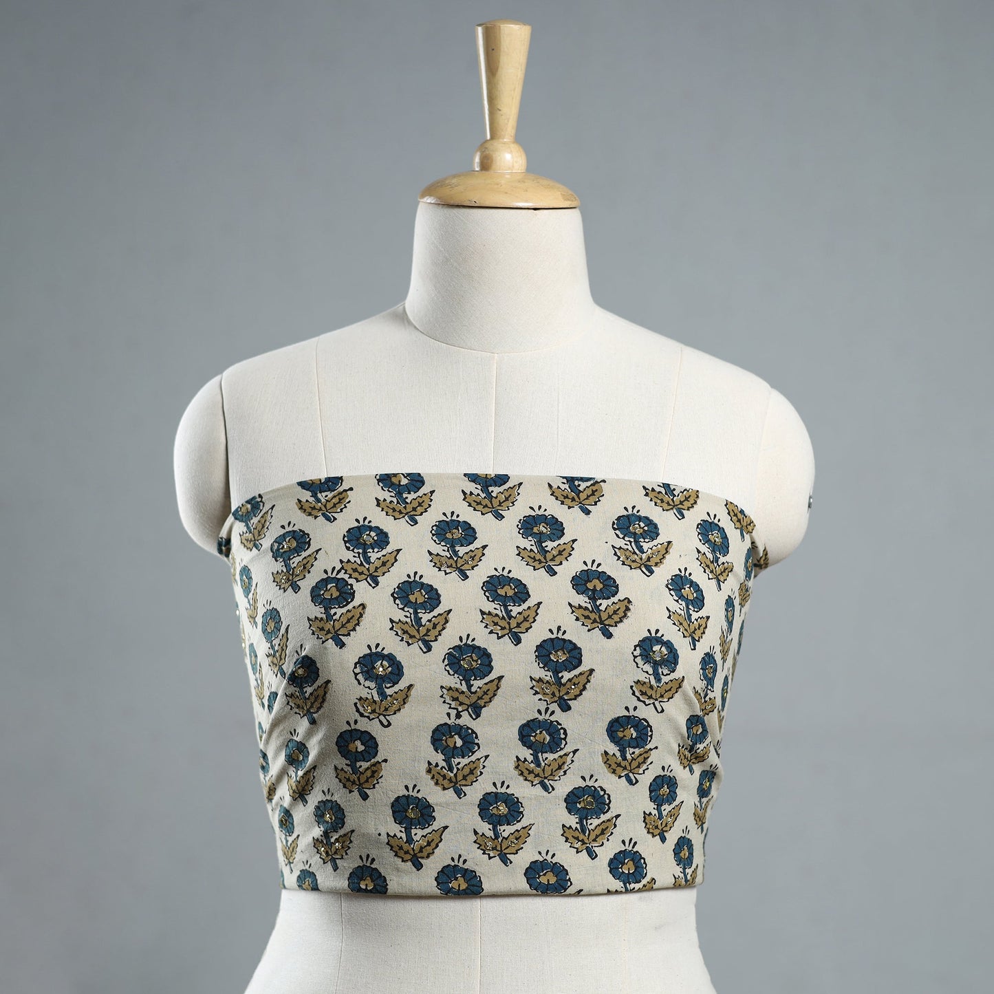 Buy Hand Embroidered Ajrakh Cotton Blouse Piece 11 