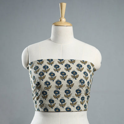 Buy Hand Embroidered Ajrakh Cotton Blouse Piece 11 