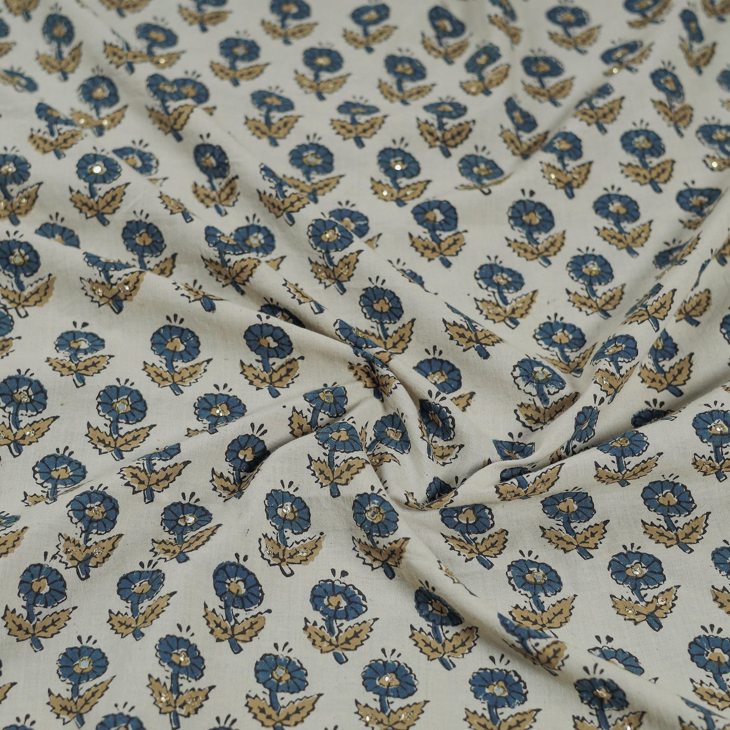 Buy Hand Embroidered Ajrakh Cotton Blouse Piece 11 