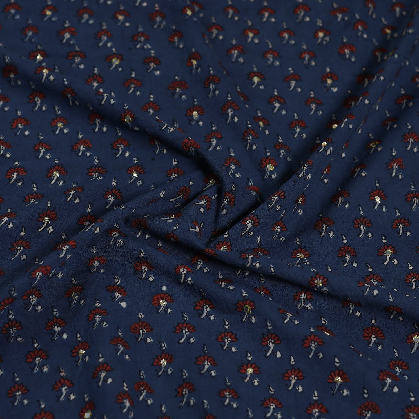 Buy Hand Embroidered Ajrakh Cotton Blouse Piece 12 