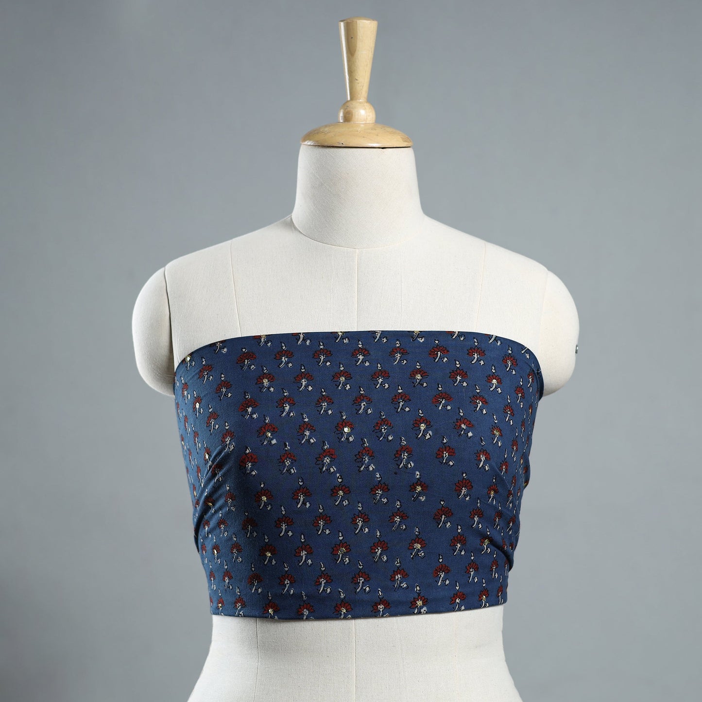 Buy Hand Embroidered Ajrakh Cotton Blouse Piece 12 