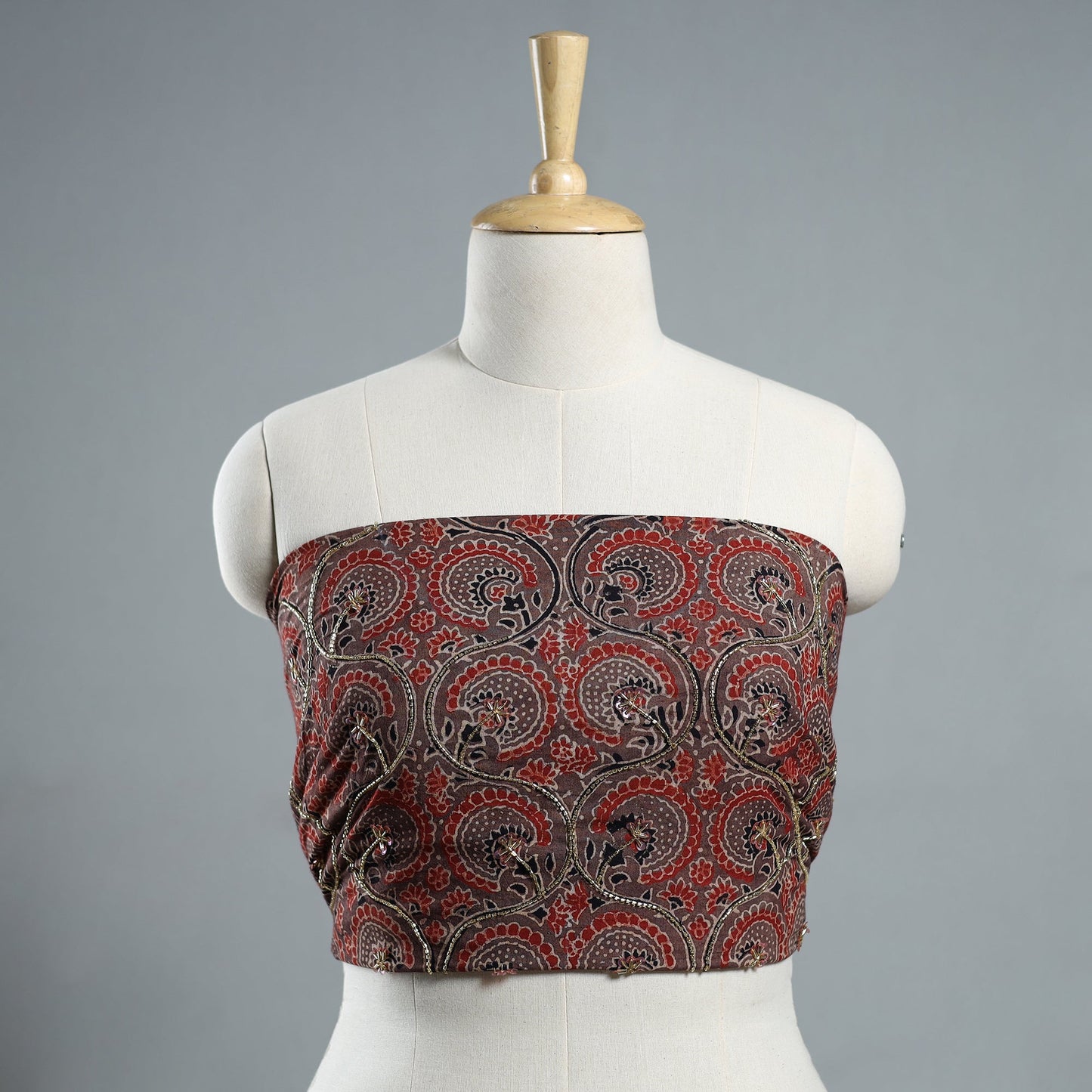 Hand embroidered cotton blouse piece 25 - handcrafted