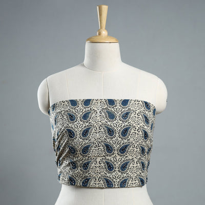 Buy Hand Embroidered Ajrakh Cotton Blouse Piece 27 Online at iTokri.com