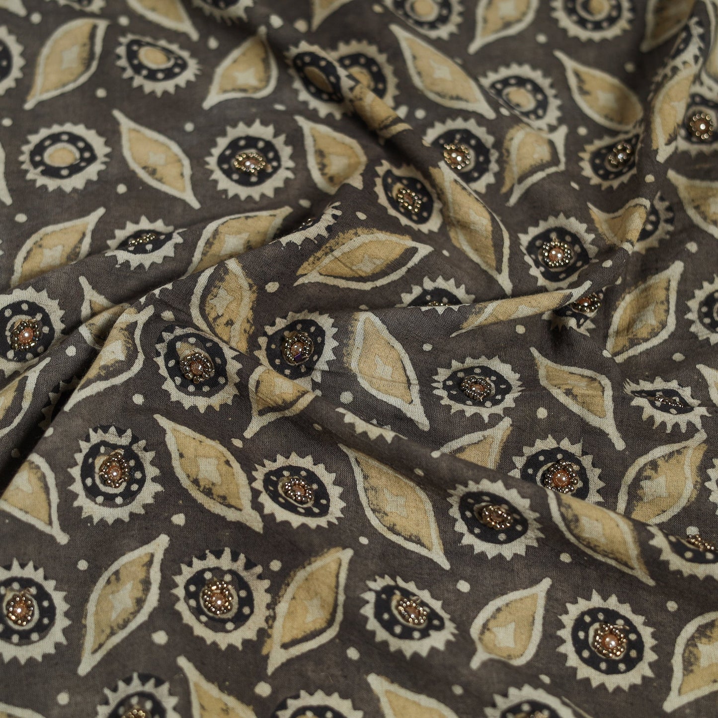 Hand embroidered cotton blouse piece 31 - handcrafted