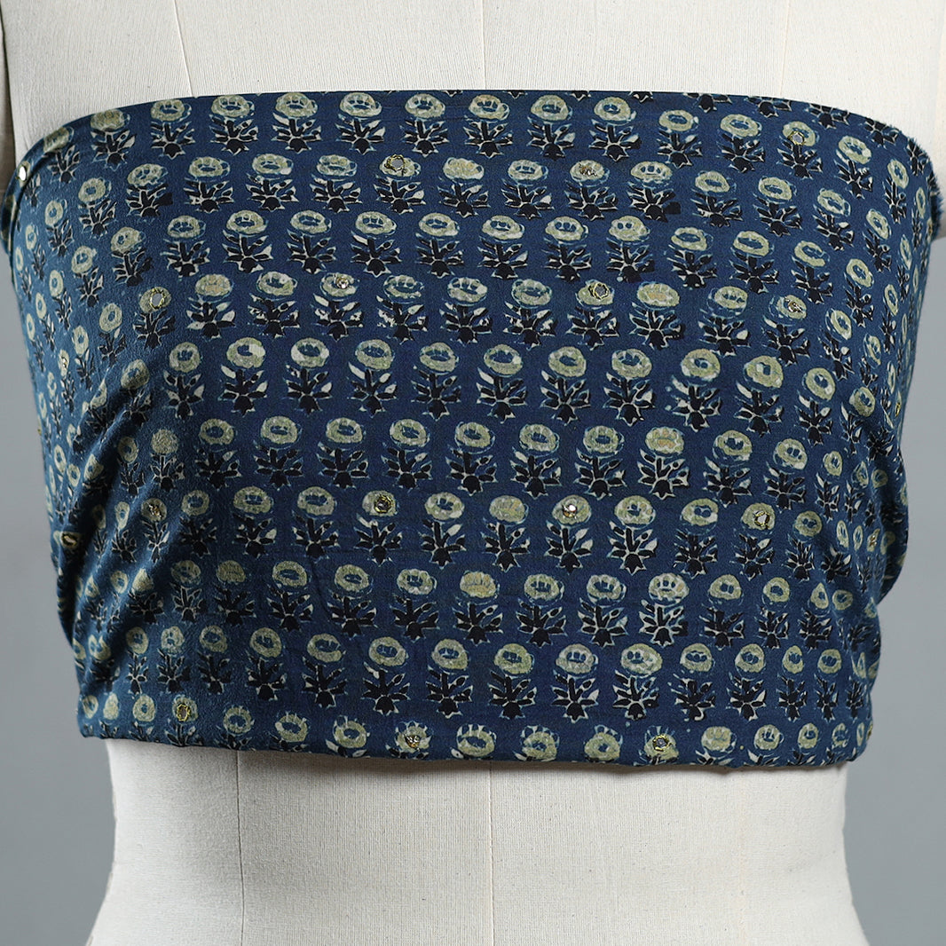 Buy Hand Embroidered Ajrakh Cotton Blouse Piece 32 Online at iTokri.com