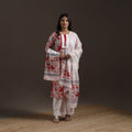 Hand embroidered cotton sanganeri suit set with dupatta