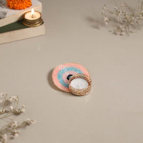 Hand embroidered evil eye beaded tealight candle holder 04