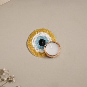 Hand embroidered evil eye beaded tealight candle holder 06