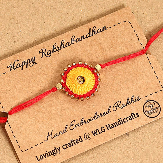 Hand Embroidered & Felt Work Sheesha Rakhi 