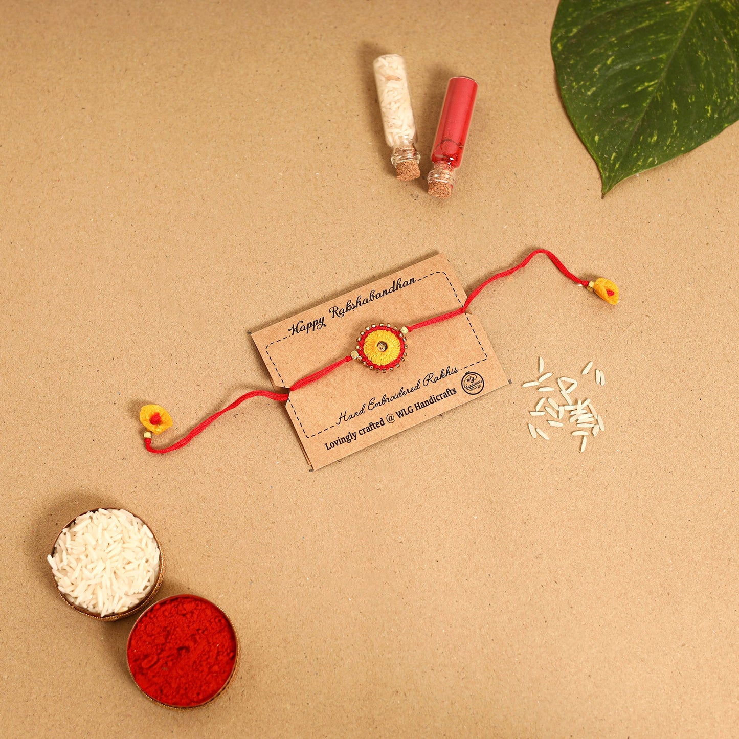Hand Embroidered & Felt Work Sheesha Rakhi 
