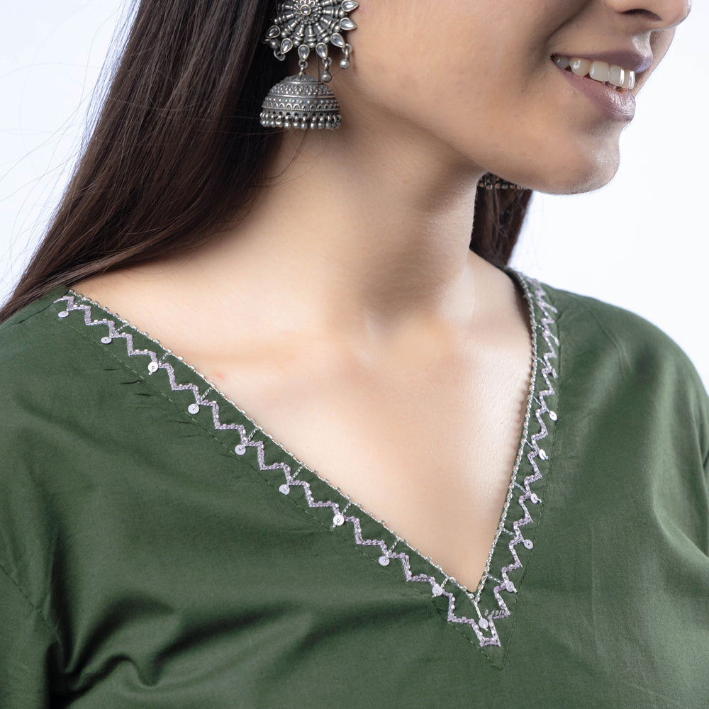  iTokri Casuals - Hand Embroidered Cotton Long Kurta 