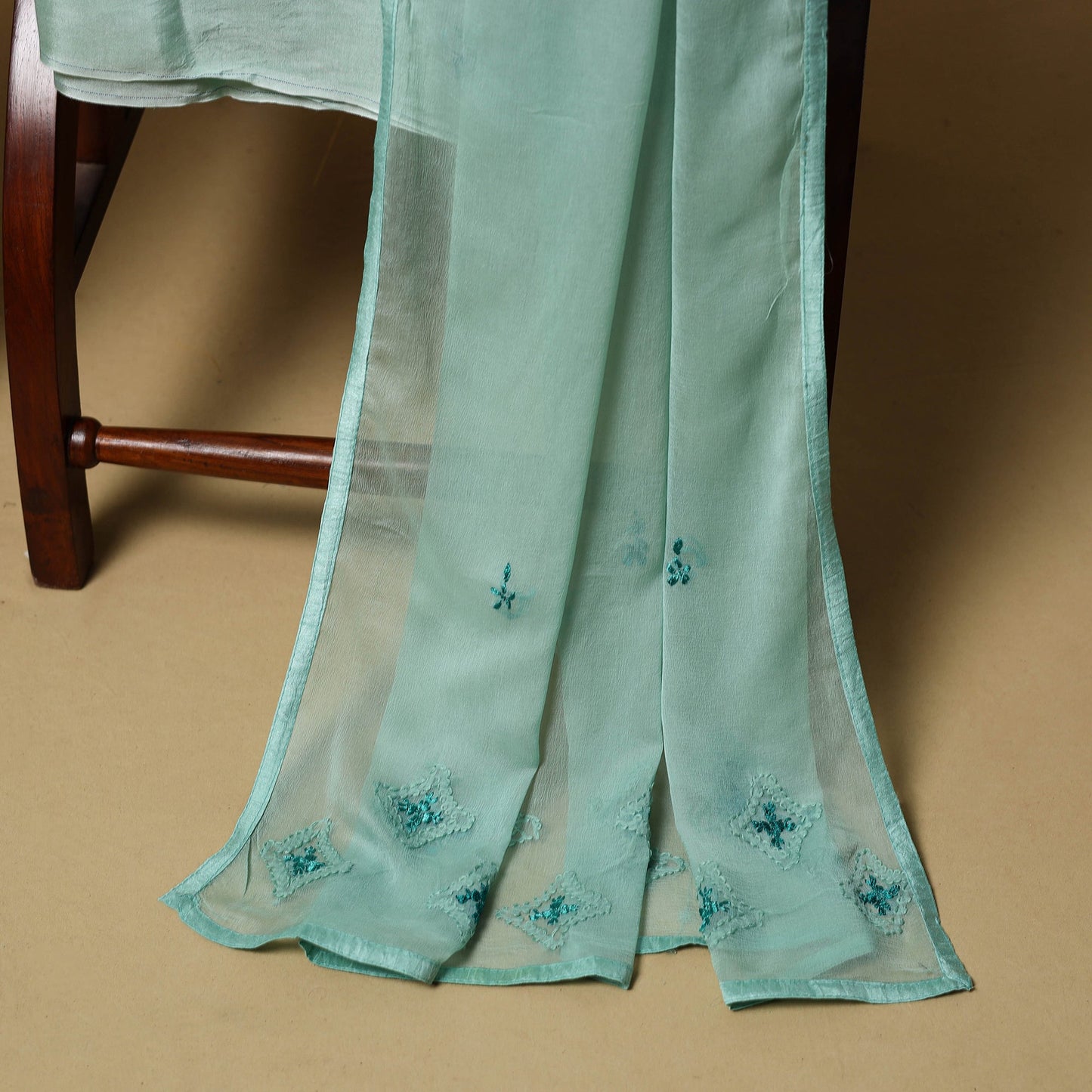 Hand embroidered georgette 3pc unstitched dress material 02