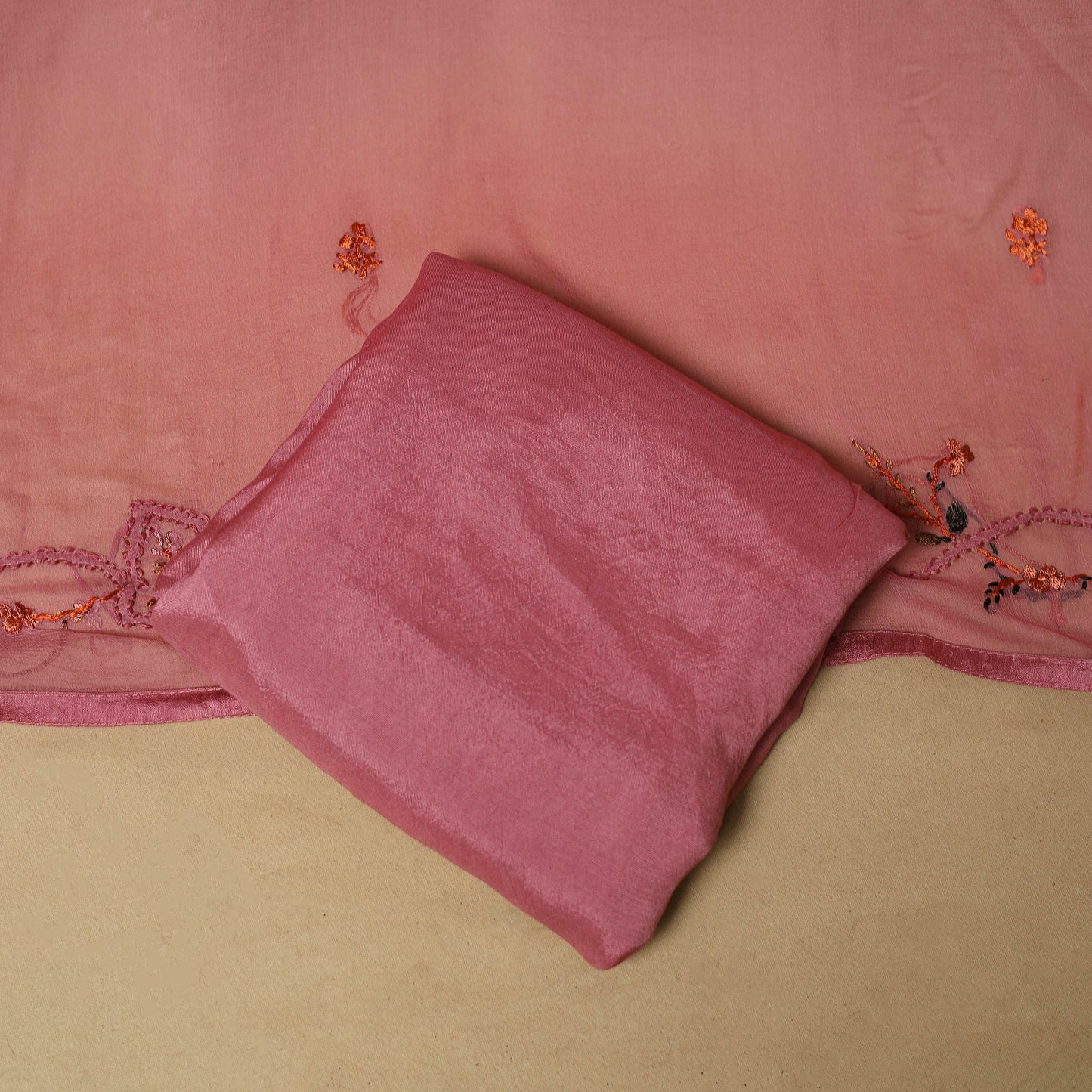 Hand embroidered georgette 3pc unstitched dress material 06