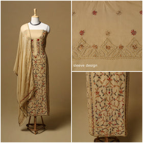 Hand embroidered georgette 3pc unstitched dress material 09