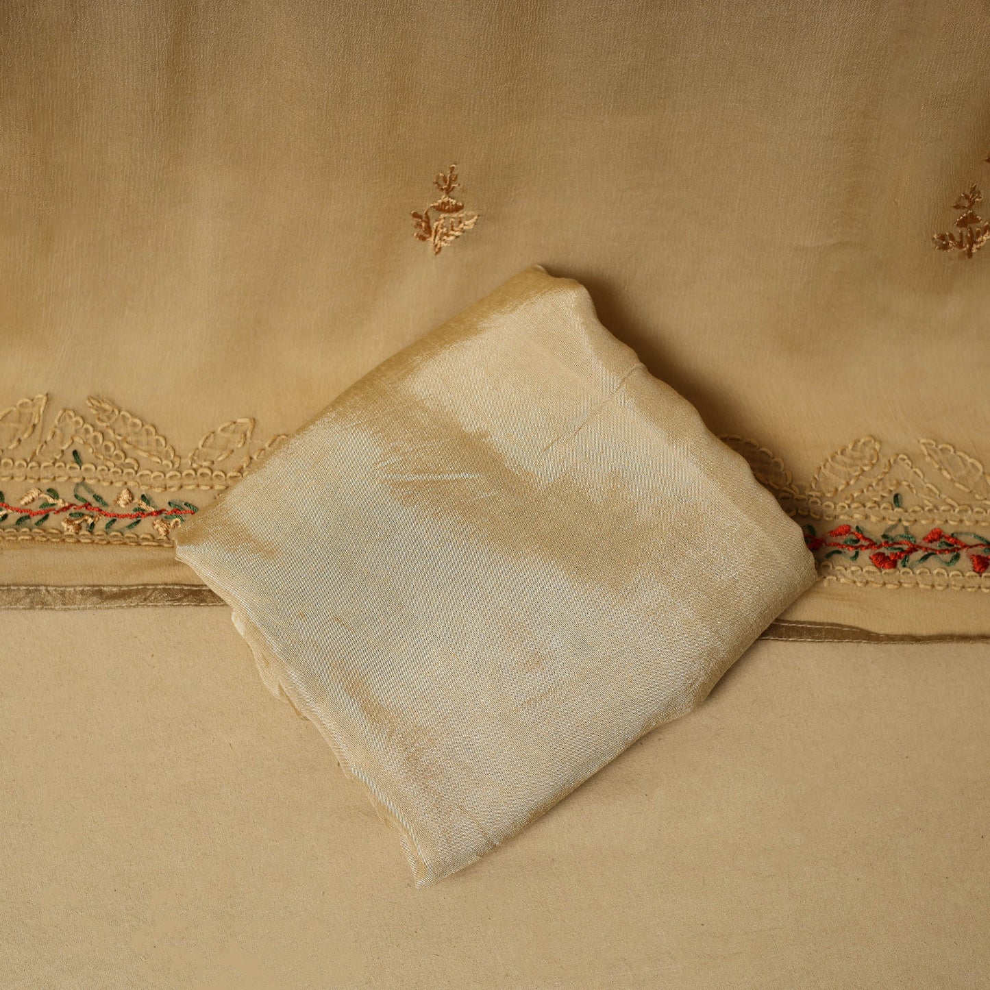 Hand embroidered georgette 3pc unstitched dress material 09