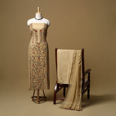 Hand embroidered georgette 3pc unstitched dress material 09