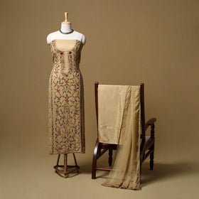 Hand embroidered georgette 3pc unstitched dress material 09