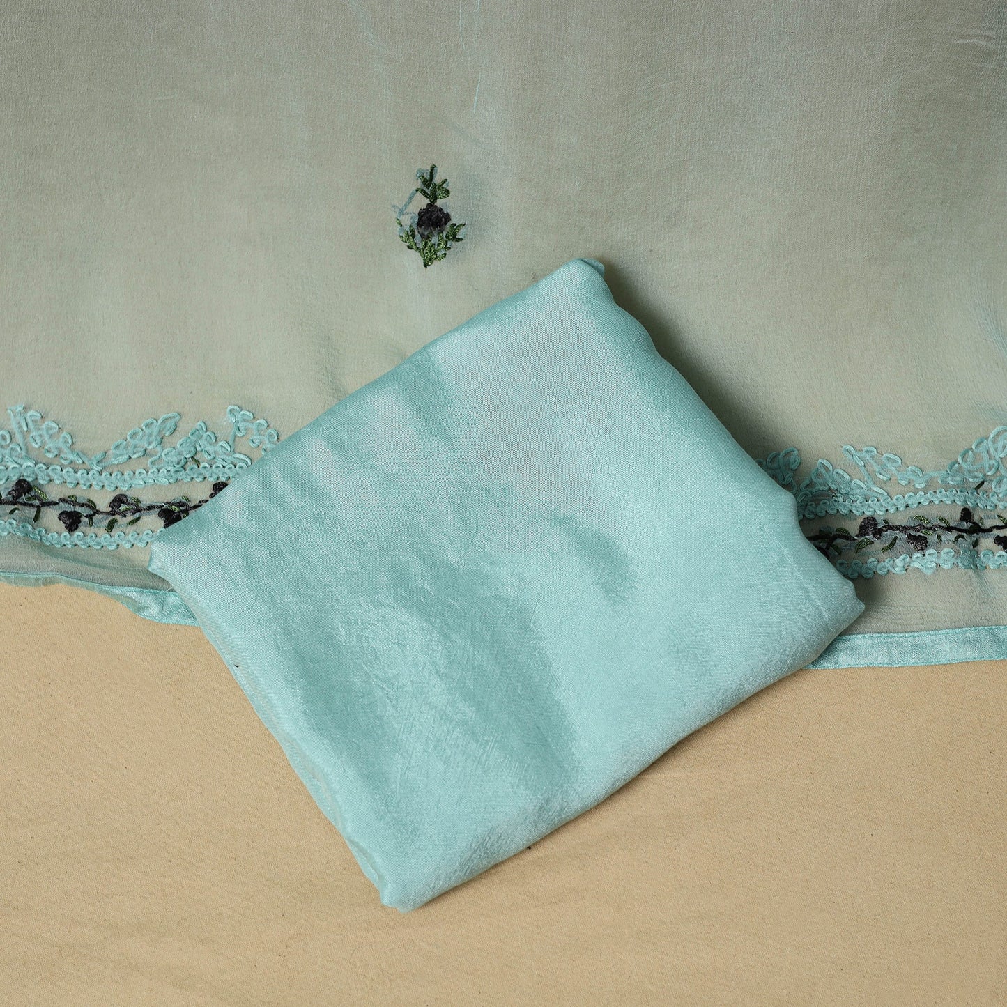 Hand embroidered georgette 3pc unstitched dress material 11