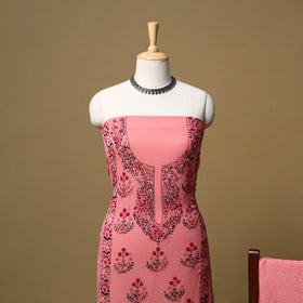 Hand embroidered georgette 3pc unstitched dress material 12