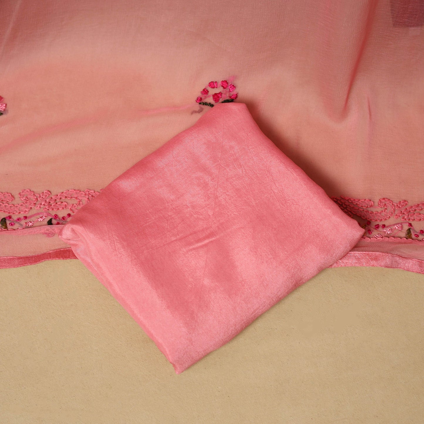 Hand embroidered georgette 3pc unstitched dress material 12