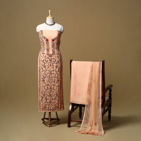 Hand embroidered georgette 3pc unstitched dress material 14