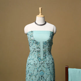 Hand embroidered georgette 3pc unstitched dress material 15