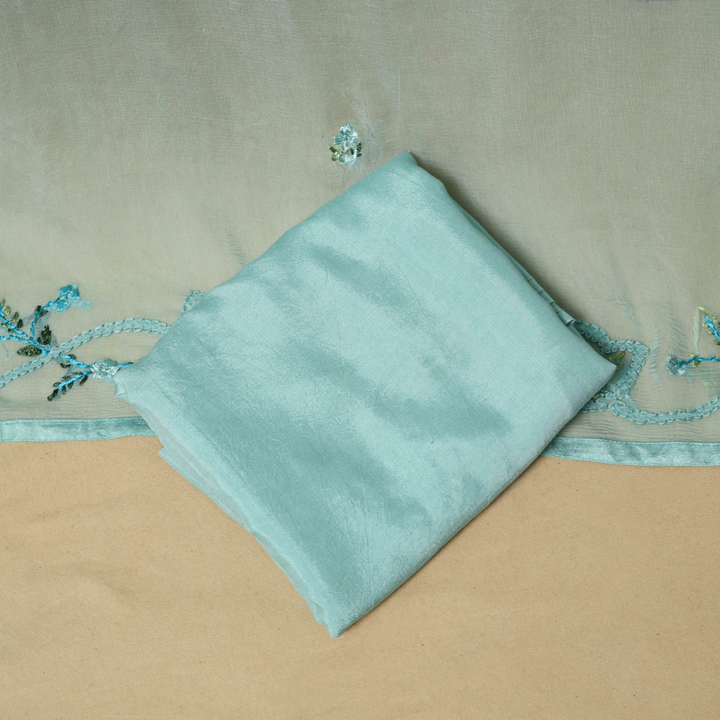 Hand embroidered georgette 3pc unstitched dress material 15