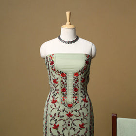 Hand embroidered georgette 3pc unstitched dress material 16