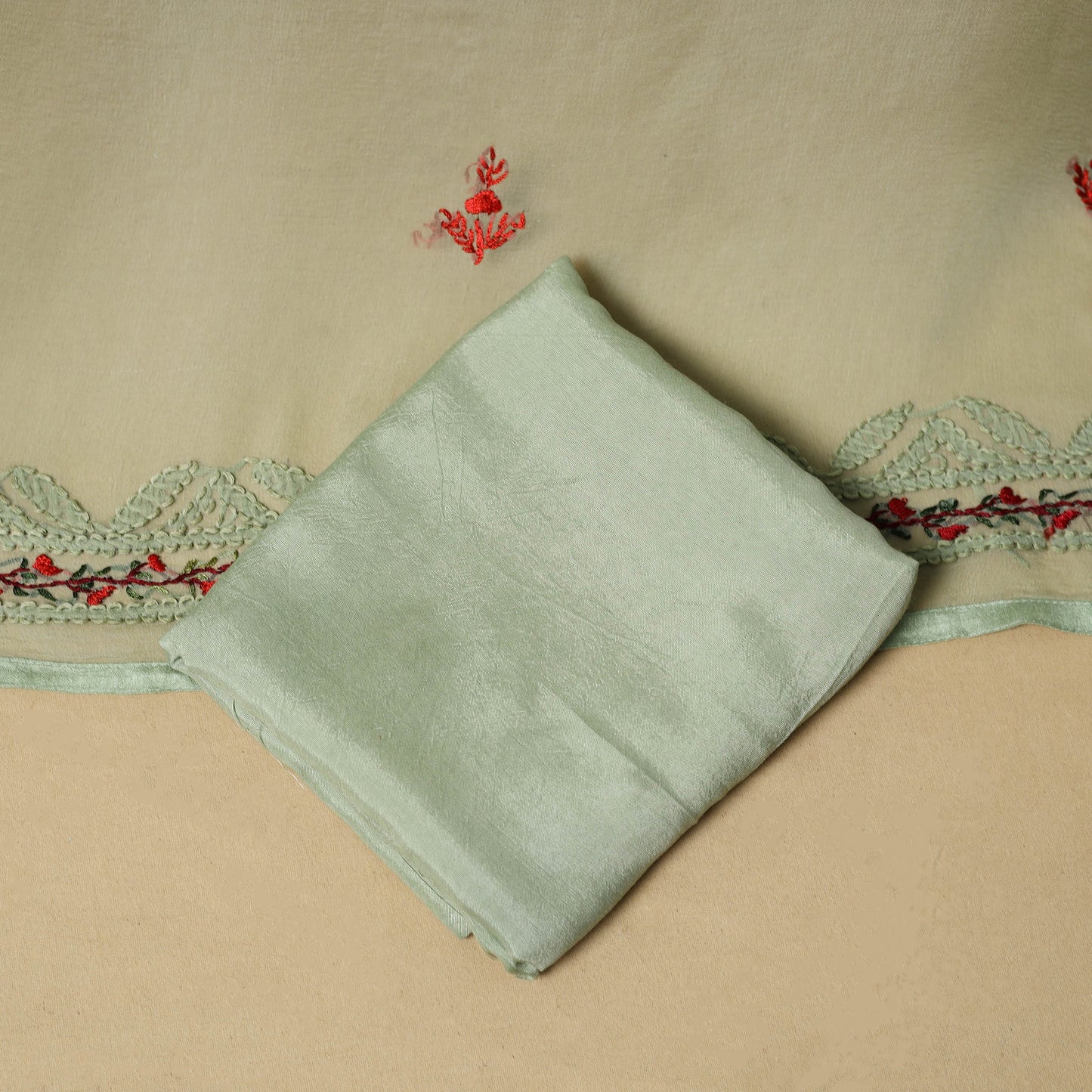 Hand embroidered georgette 3pc unstitched dress material 16