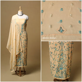 Hand embroidered georgette 3pc unstitched dress material 18