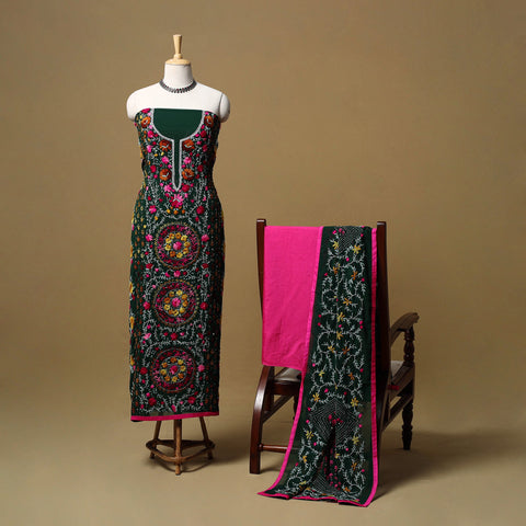 Hand embroidered georgette 3pc unstitched dress material 48