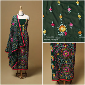 Hand embroidered georgette 3pc unstitched dress material 50