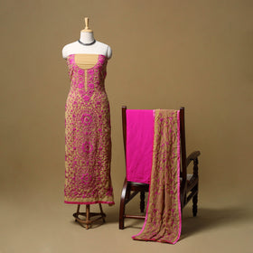 Hand embroidered georgette 3pc unstitched dress material 53