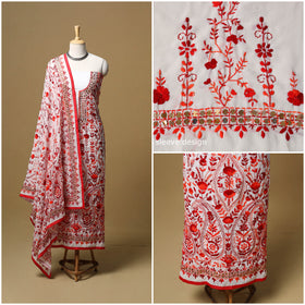 Hand embroidered georgette 3pc unstitched dress material 54