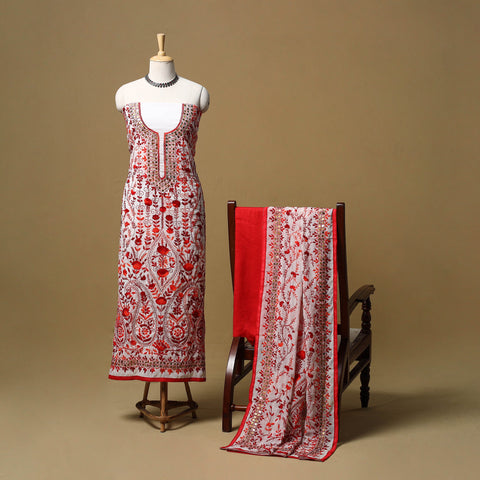 Hand embroidered georgette 3pc unstitched dress material 54