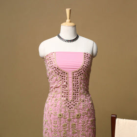 Hand embroidered georgette 3pc unstitched dress material 55