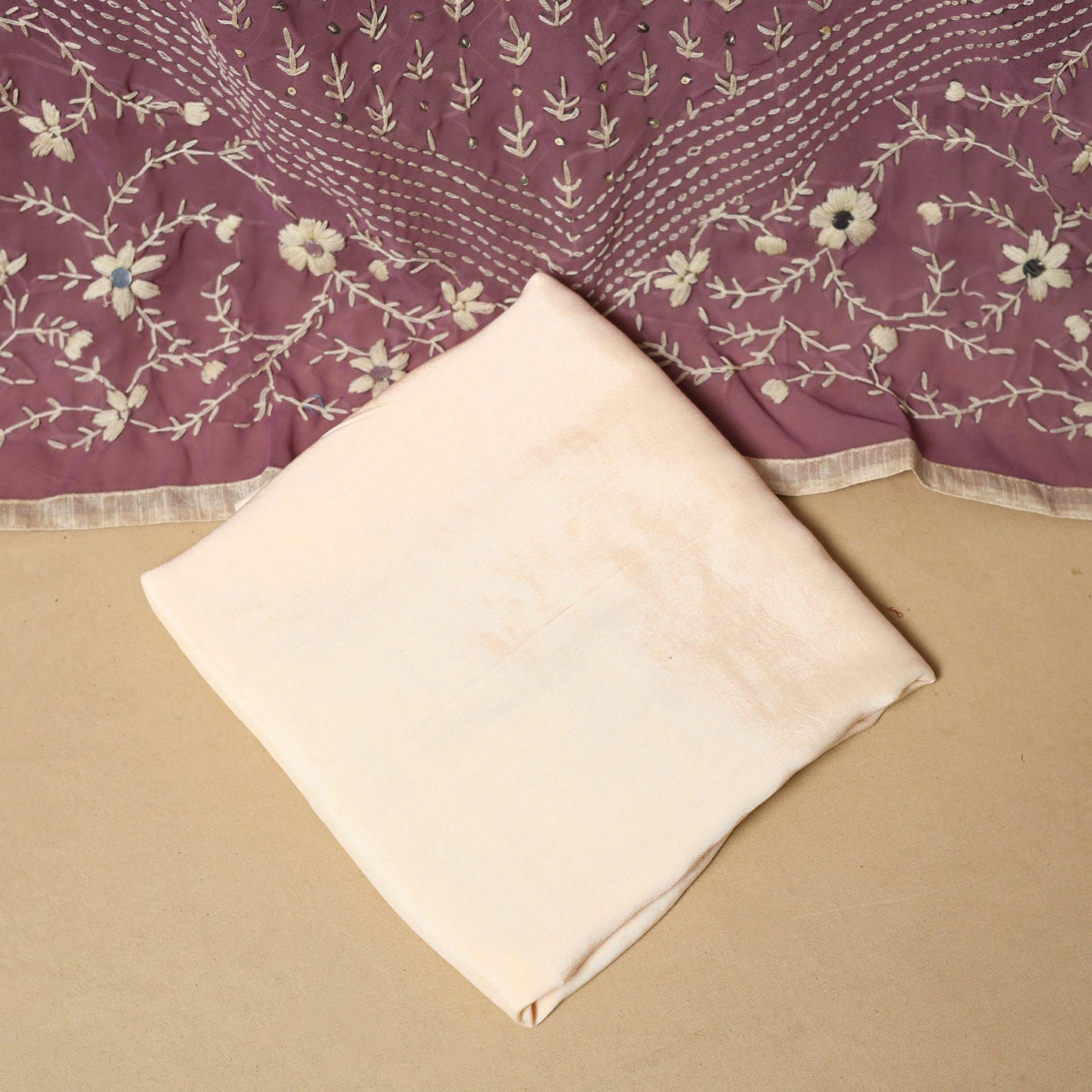 Hand embroidered georgette 3pc unstitched dress material 56