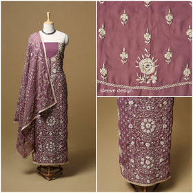 Hand embroidered georgette 3pc unstitched dress material 56