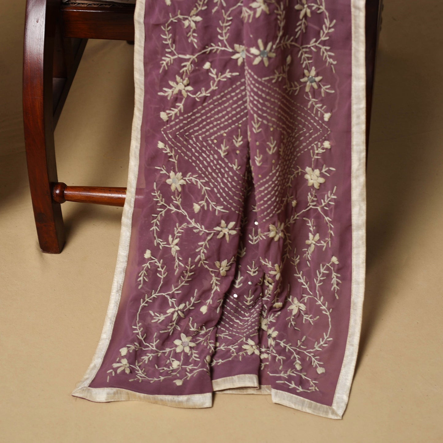 Hand embroidered georgette 3pc unstitched dress material 56