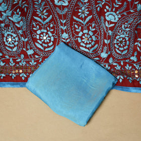 Hand embroidered georgette 3pc unstitched dress material 57