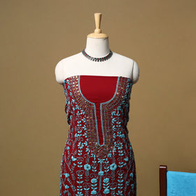 Hand embroidered georgette 3pc unstitched dress material 57