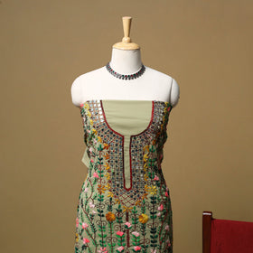 Hand embroidered georgette 3pc unstitched dress material 58