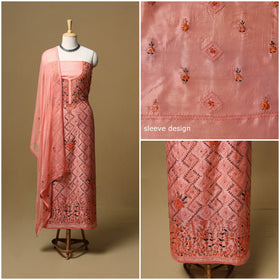 Hand embroidered muslin 3pc unstitched dress material 20