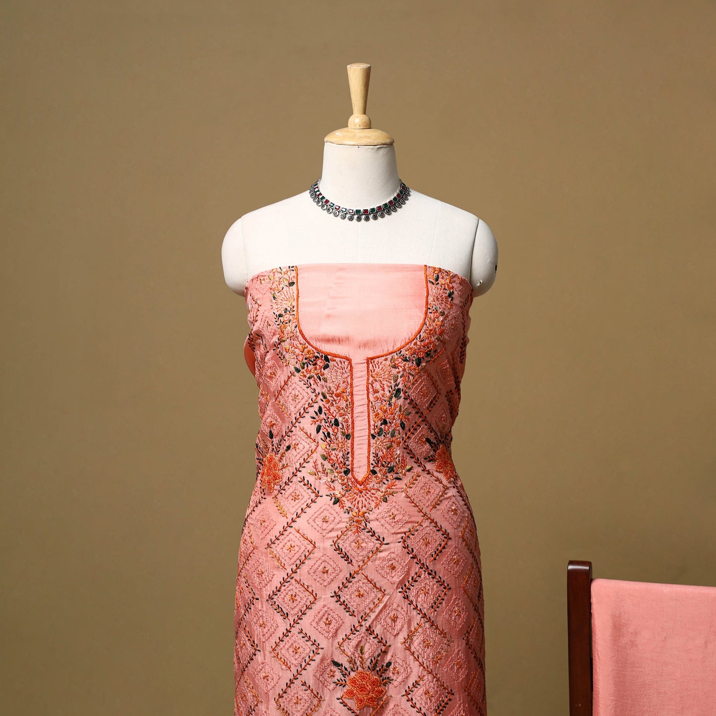 Hand embroidered muslin 3pc unstitched dress material 20