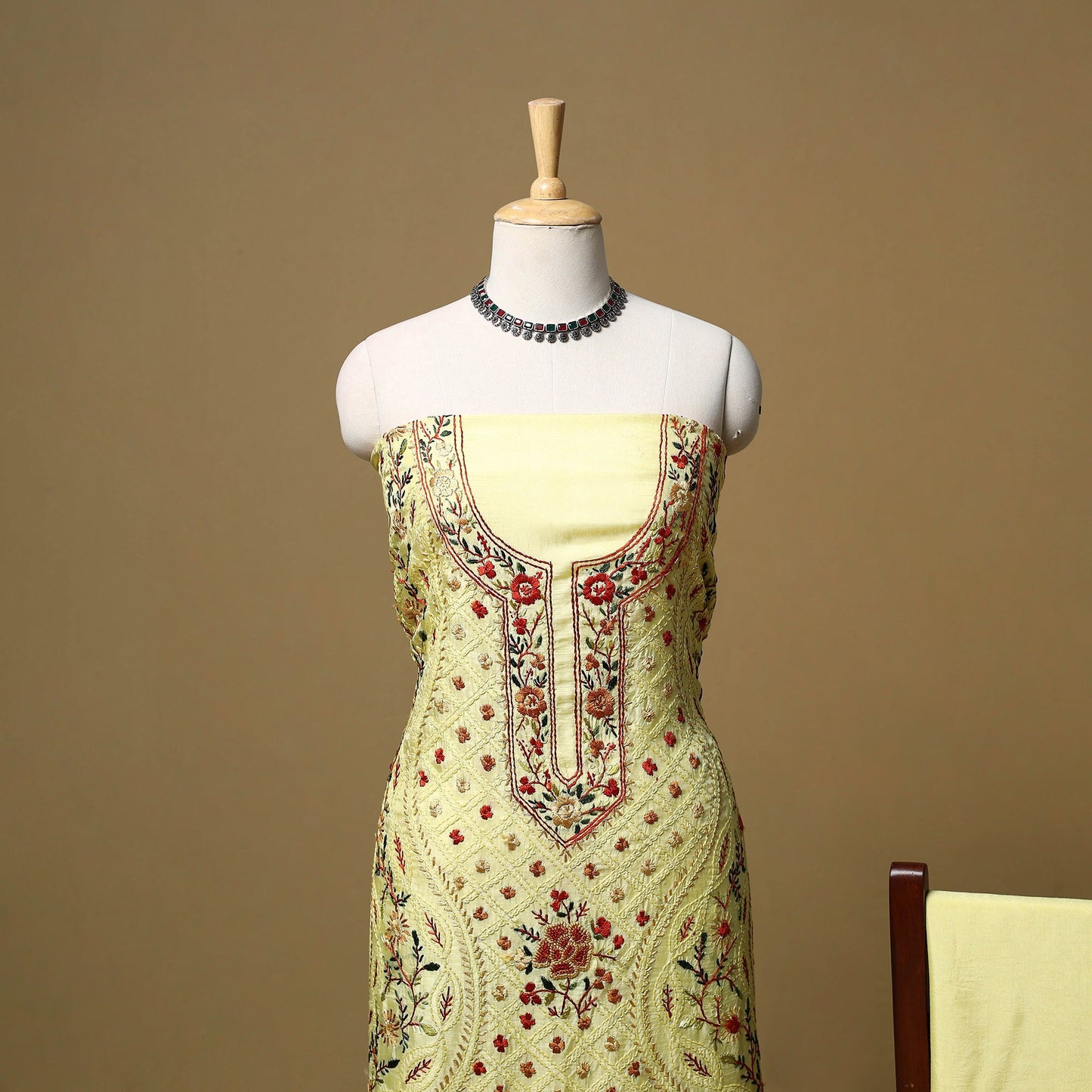 Hand embroidered muslin 3pc unstitched dress material 21