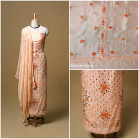 Hand embroidered muslin 3pc unstitched dress material 24