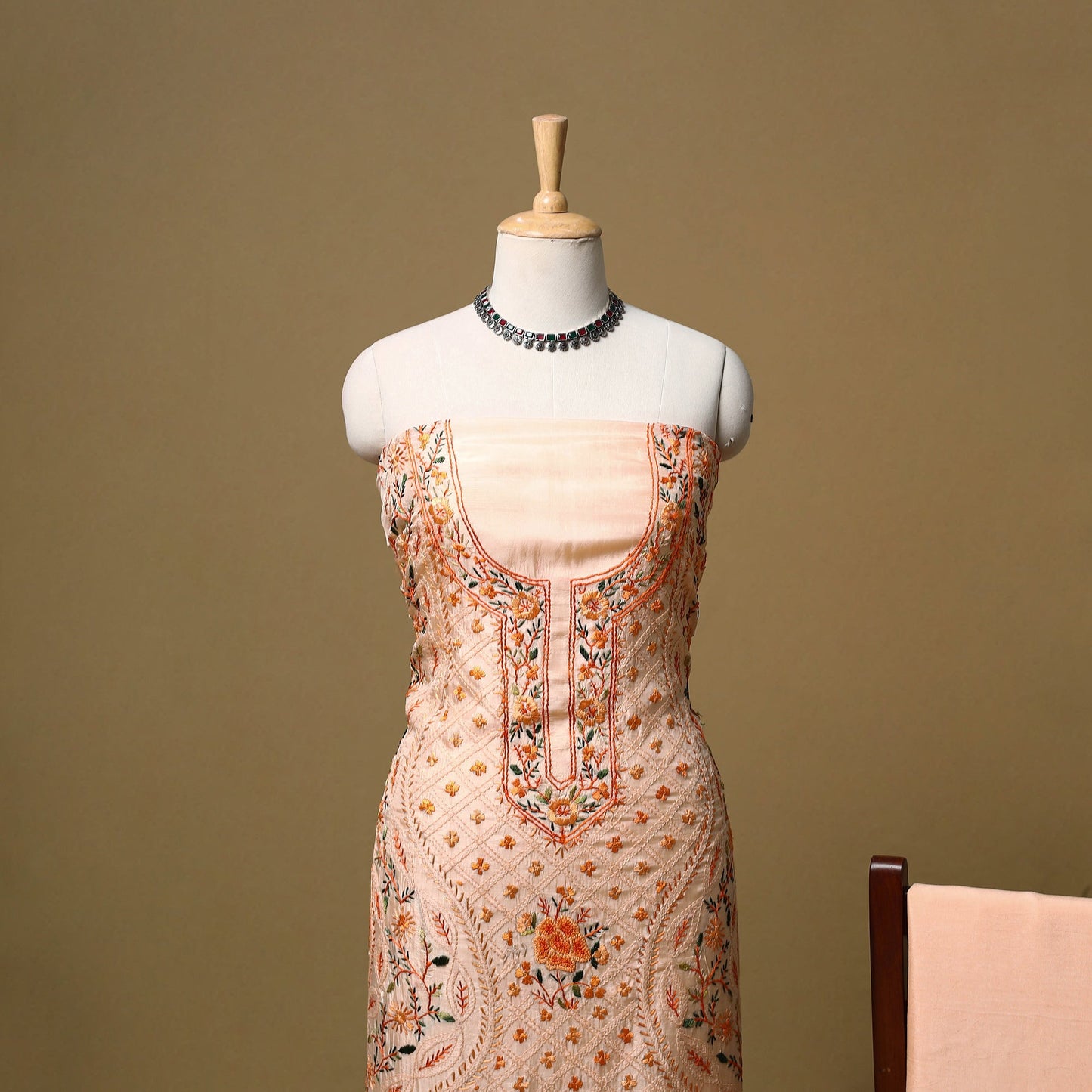 Hand embroidered muslin 3pc unstitched dress material 24